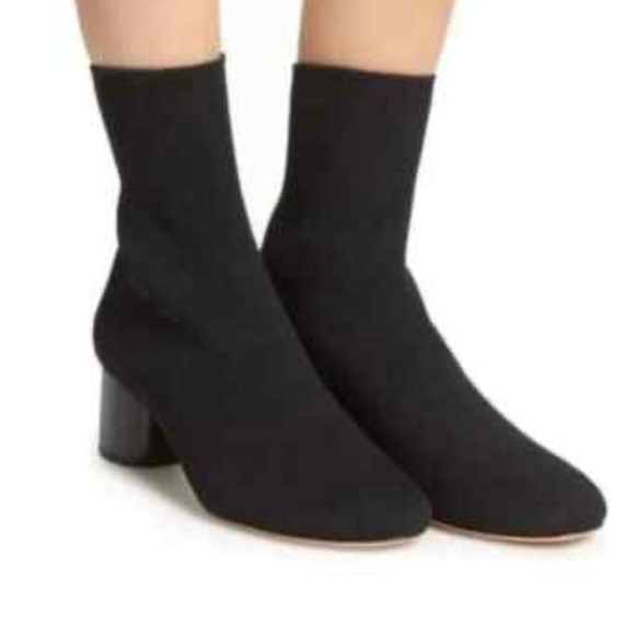 Vince Shoes - Vince Tasha Round Toe Mid Heel Stretch Knit Sock Boots Black Size 7